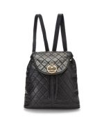 Pre-Loved Black Quilted Lambskin 'CC' Classic Backpack Medium