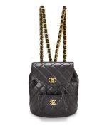 Pre-Loved Black Quilted Lambskin Classic Backpack Medium